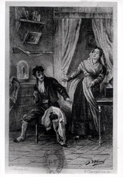 ユージンアンドレシャンポリオン（1848-1901）、1897年に彫刻された、プロスパーメリミーの「コロンバ」のイラスト